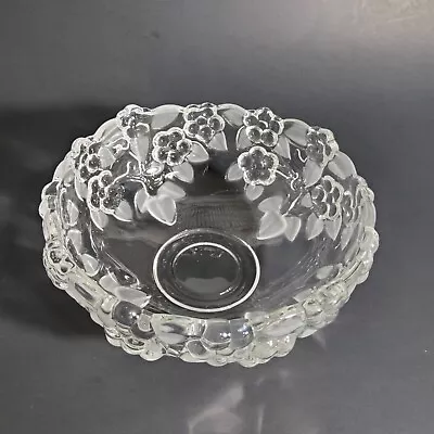 Mikasa Crystal Carmen Bowl Fruit Candy Dish Raised Flowers Frosted Leaves  5 In. • $17.95