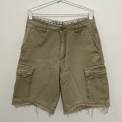 Vintage Quiksilver Y2K Loose Fit Baggy Beige Cargo Shorts Size W30 Vintage Surf • $43