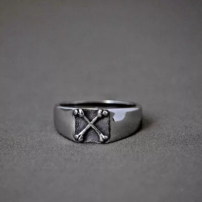 Crossbones Signet Ring 925 Sterling Silver Skeleton Bones Ring Handmade Jewelry • $84.99