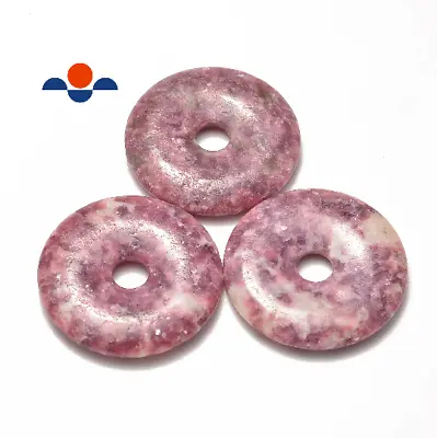 $9.49 • Buy Lepidolite Donut Circle Pendant Size 40mm Sold Per Piece