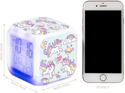 £15.99 • Buy Kids Unicorn Digital Alarm Clock,Color Luminous Bedside Clocks For Girls Bedroom