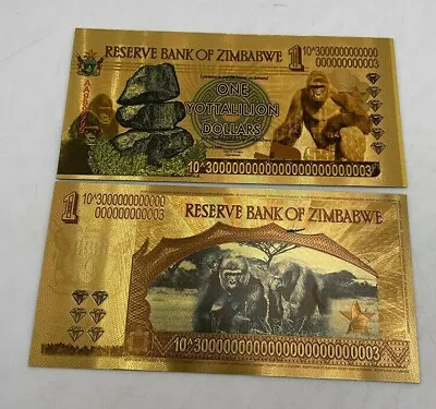 Zimbabwe One Yottalillion Dollars Gold Foil Banknote 100 Trillion Series • £2.95