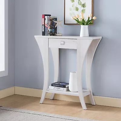 White Oak Console Table With Drawer & Bottom Storage Area • $137.06