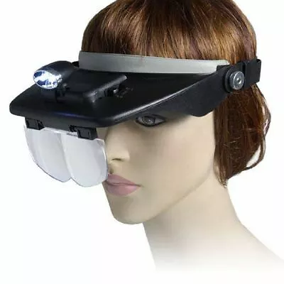 £10.95 • Buy Magnifier Visor LED Loupe Headset Head Light 4 Lens Magnify X1.2 To X3.5 