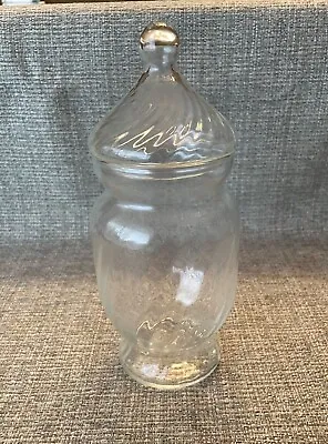 $10 • Buy Vintage  8 1/2  Apothecary Jar Glass Twisted Swirl With Lid