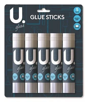 5 Pack Of Glue Sticks Non Toxic Quick Drying Washable School Arts & Crafts  • £2.75