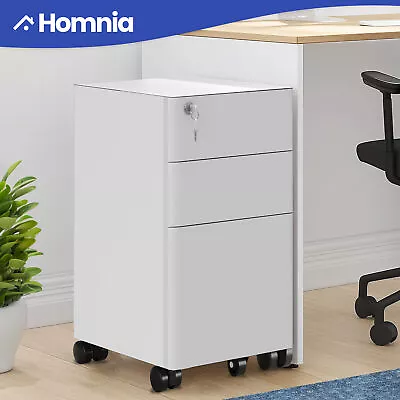 Metal 3 Drawer Vertical File Cabinet Filing Storage Adjustable Lock Key White A4 • $124.99