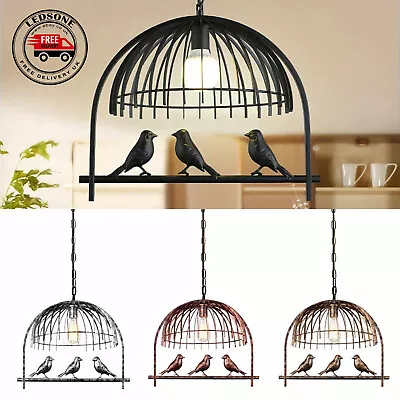 Vintage Bird Cage Pendant Light Industrial Lampshade Ceiling Retro Lamp Fittings • £50.89