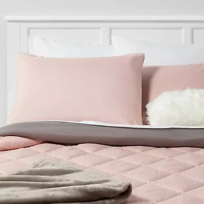Solid Microfiber Decorative Bed Set With Throw Blush Twin Size - Room Essentials • $50