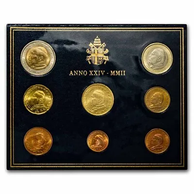 2002 Vatican City 1 Cent-2 Euro 8-Coin Euro Set BU • $427.80