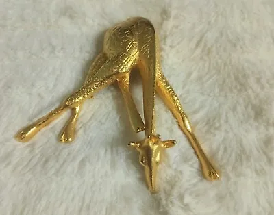 Massive Gold Tone Crouching Giraffe Brooch Pendant • $47.42