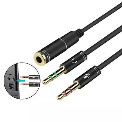 3.5mm Jack Audio Splitter Microphone Headset Cable Female To 2 Male Headphone... • $7.90