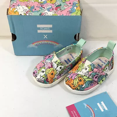 Toms Girls Tiny Alpargata My Little Pony Power Multicolor Slip On Sneakers US 4 • $53.99
