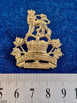 Cadet Services Of Canada Cap Badge In Brass On Lugs Queens Crown Genuine • £5.99