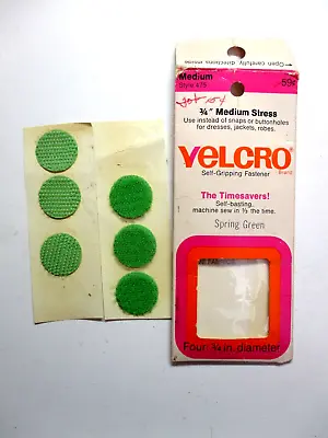 Textron Velcro Green 3/4 Hook Loop Dots Medium Stress Fastener Sewing Supply Vtg • $11.90