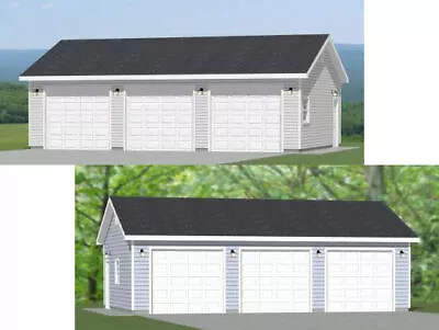 36x24 3-Car Garage -- 864 Sq Ft -- PDF Floor Plan -- Model 3 And 3B • $19.99