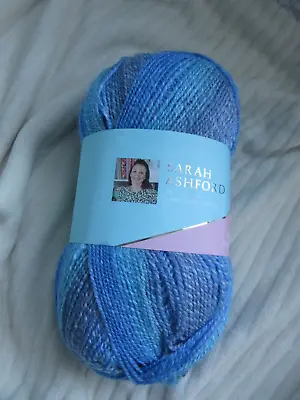 Sarah Ashford Blue Marble Yarn Wool Double Knitting 1 X 300g Ball Acrylic • £10.95