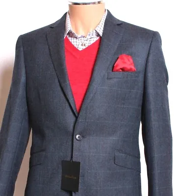 Holland Esquire Navy Herringbone & Check Sports Coat Suit Jacket Blazer UK40 NEW • £179.99