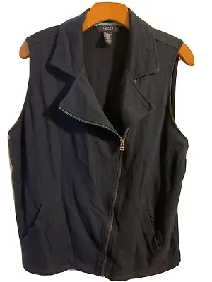 Chaps Navy Blue Asymmetrical Zip Vest Womens 1X • £22.17