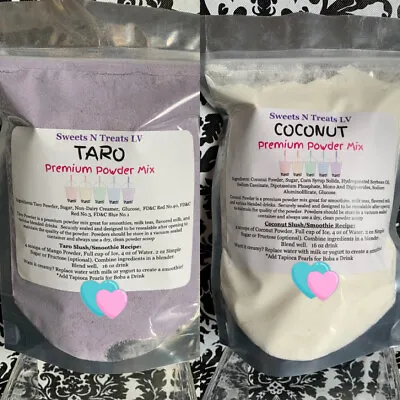 Premium TARO COCONUT Powder Boba Bubble Tea Tapioca Pearl Smoothie Slushy 12 Oz • £18.43