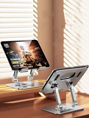 360° Ipad Swivel Tablet Desk Stand Aluminum Holder Desktop Folding Foldable Tab • £13.99