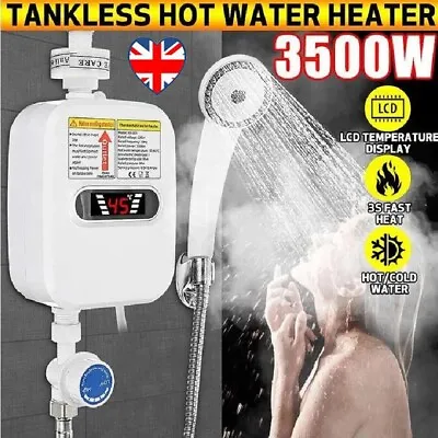 Electric Tankless Instant Hot Water Heater Under Sink Tap Kitchen Bathroom 3500W • £33.79