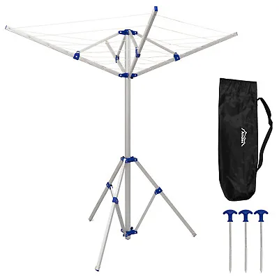 Andes 4 Arm Aluminium Rotary Camping Clothes Airer 16m Washing Line Drying Rack • £36.99