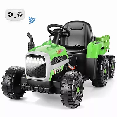 12V Kids Ride On TrackBattery Powered Electric Tractor With Trailer Remote LED • $139.99