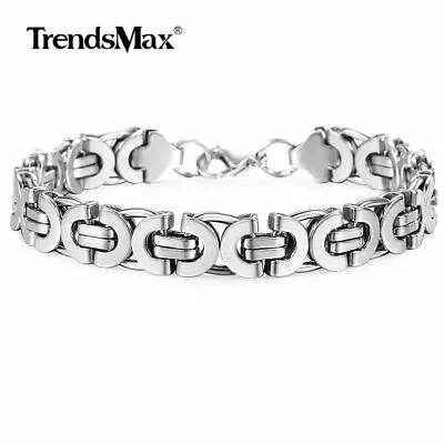 11mm Stainless Steel Bracelet Mens Silver Flat Byzantine Chain Bangle Gift 7-10  • $9.49