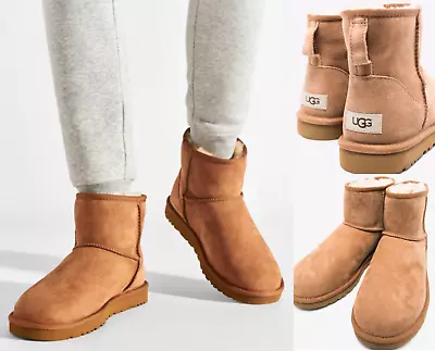 UGG Boots Classic Mini Boot Shearling Chestnut Suede Boots Shoes Boots • $194.39