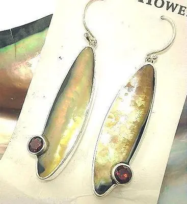 Marta Howell 925 Sterling Silver MoP Shell And Gemstone Shepherd Hook Earrings • $1080