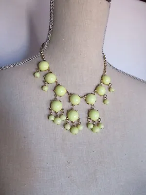 $15.99 • Buy Statement Necklace Light Yellow Acrylic Bubble Beads Bib Gold Tone Chain Fashion