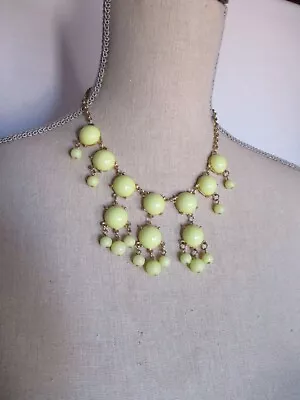 $15.99 • Buy Statement Necklace Light Yellow Acrylic Bubble Beads Bib Gold Tone Chain Fashion