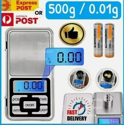 $7.90 • Buy Pocket Digital Mini Scales 0.01 500g Precision Weight Balance Gram Jewellery AU