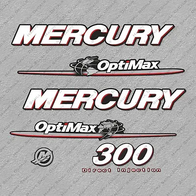 Mercury 300 Hp Optimax Outboard Engine Decals Sticker Set Reproduction 300HP • $58.49