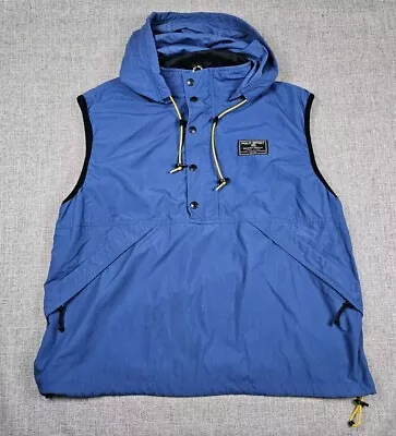 Vtg Polo Sportsman Ralph Lauren Vest Mens Large Blue 1/2 Zip Snap Hooded 90s Y2K • $38.88