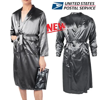 Men's Pajamas Bathrobe Smooth Long Sleeve Home Nightgown Skin-friendly Robes TBN • $16.96