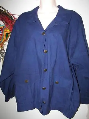 Vikki Vi Dark Blue Buttons Ls Collar Jacket Top Size 18w • $17.39