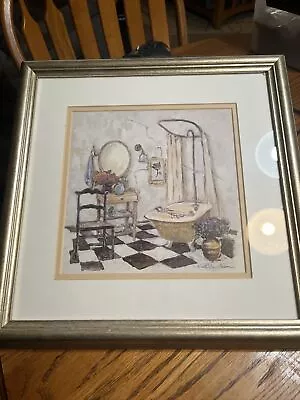 C. WINTERLE OLSON Frame Hanging Wall Art Signed Print VTG Bathroom 15x15 • $17.98