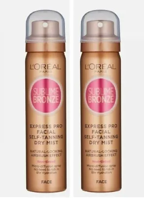 2 X L'Oreal Paris Sublime Bronze Express Pro Facial Self-Tanning Dry Mist 75ml • £39.99