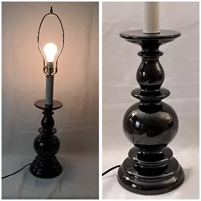 Royal Haeger Vintage Ceramic Glaze Tall Black Table Lamp Mid Century Modern • $144.99