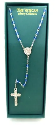 Vatican Library Collection Blue Crystal Rosary Beads With $30.00 Price Tag • $14.99