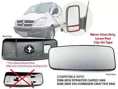 For Mirror Glass Lower Wide View Non-Heated 2006-2018 SPRINTER Driver Left Side • $22.41