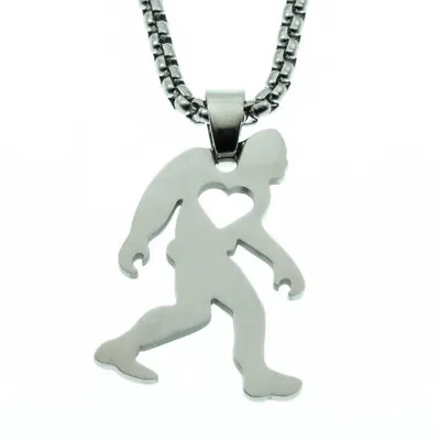 Love Heart Yeti Sasquatch Bigfoot Monster Pendant Necklace Stainless Steel • $11.99