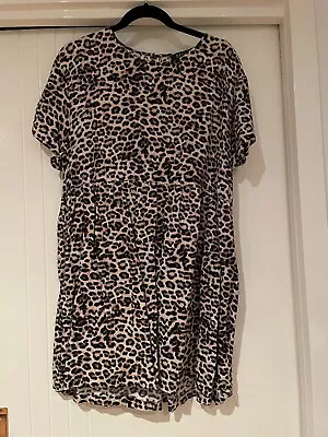 Decjuba Leopard Print Linen Blend Dress Size L • $9.95