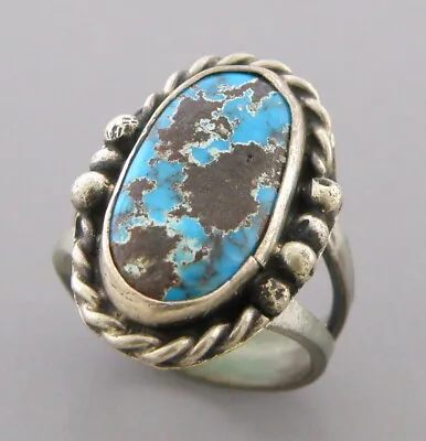 Vintage Beautiful Navajo Sterling Silver Turquoise Ring • $163.80