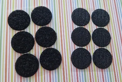 Black Round Self Adhesive Velcro Dots 30mm X 6 • £3.90