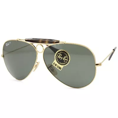 Ray-Ban Aviator Shooter RB3138 181 Gold/Green G15 Unisex Sunglasses Size 62 • $199.95