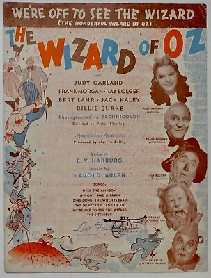 1939 WE'RE OFF TO SEE THE WIZARD Judy Garland Wizard Of Oz Movie Sheet Music • $12