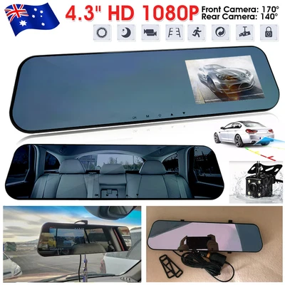 $45.95 • Buy 1080P Dash Camera Rear View Car Cam Reversing Mirror Front And Rear DVR Recorder